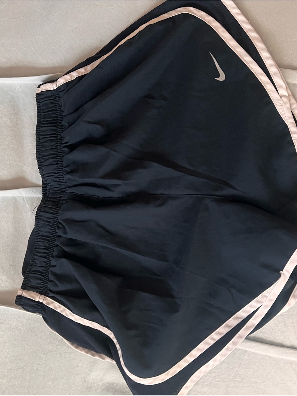 Nike Navy Women's Athletic Shorts with White Trim